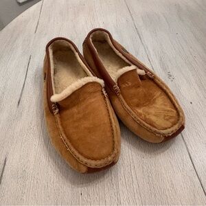 ACORN Men’s Brown Sheepskin Shearling Lined Moccasin Slippers Driving Sz 11.5-12